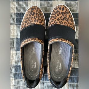 Clarks Women’s Leopard Print Slip-ons
